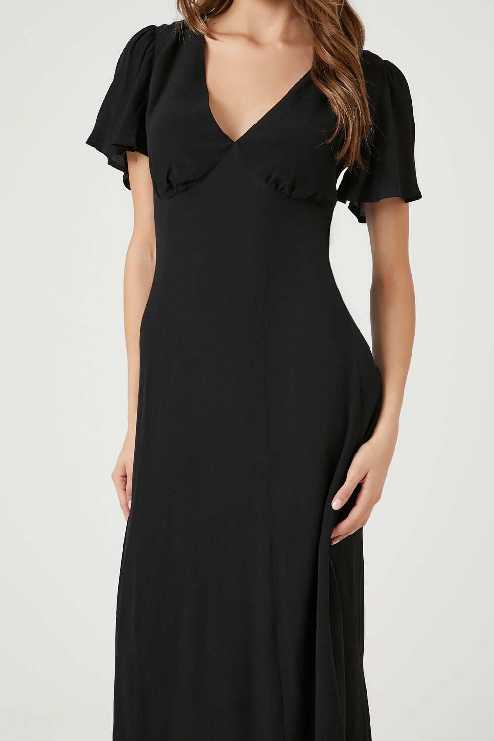 Flounce-Sleeve Midi Dress