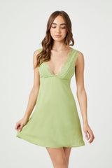 Jacquard Lace-Trim Mini Dress