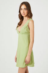 Jacquard Lace-Trim Mini Dress