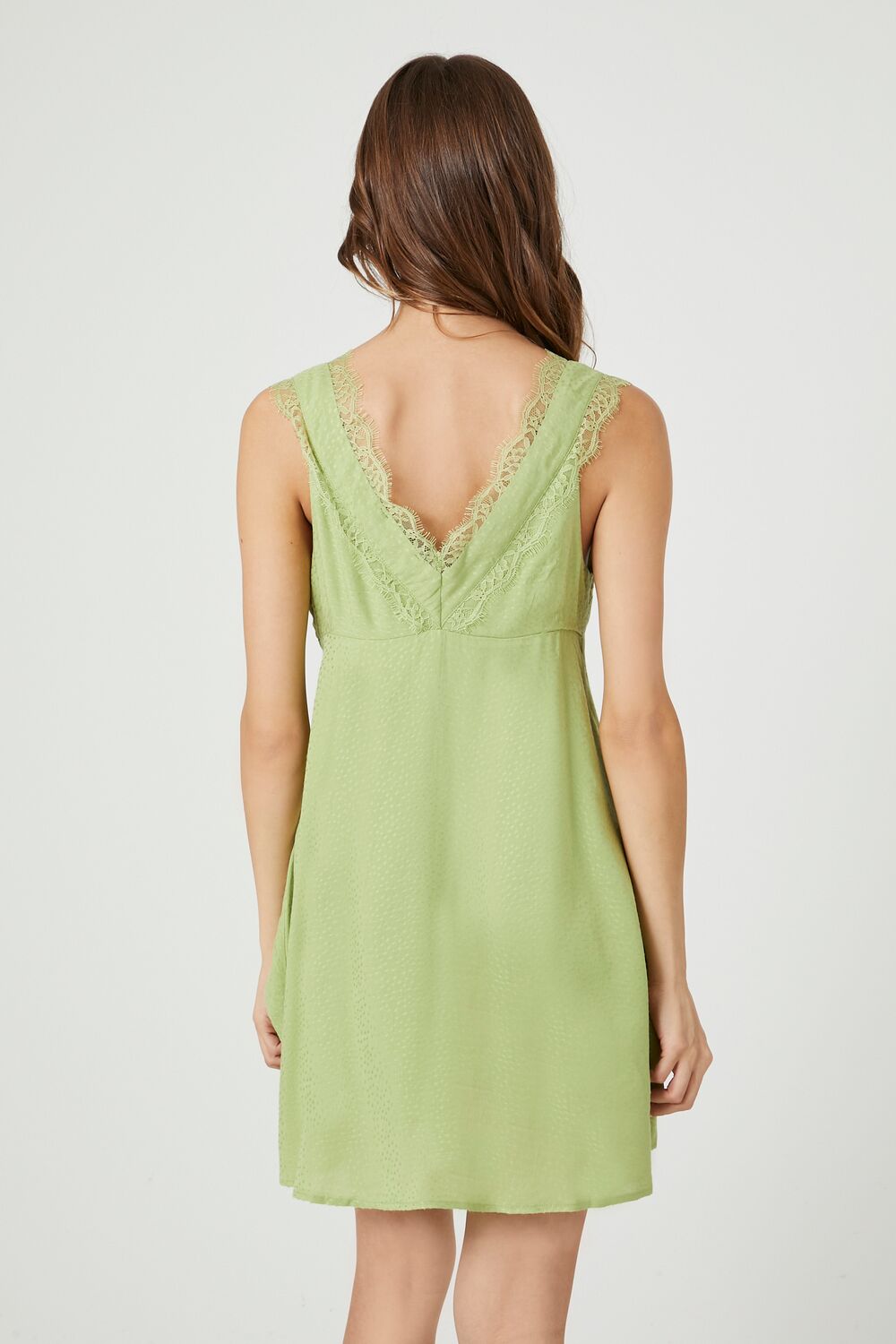 Jacquard Lace-Trim Mini Dress