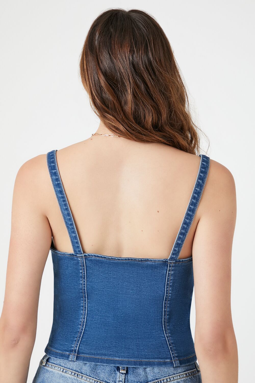 Denim Button-Front Bustier Cami