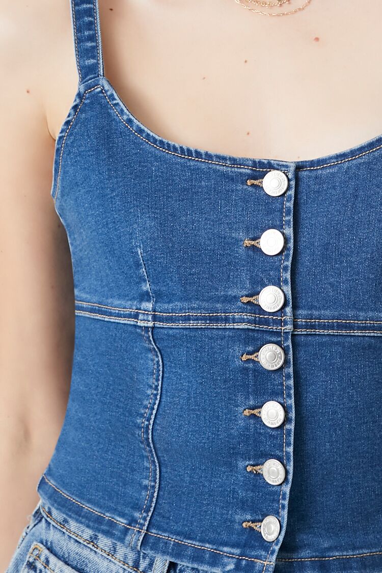 Denim Button-Front Bustier Cami