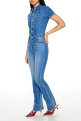 Flare Leg Denim Jumpsuit