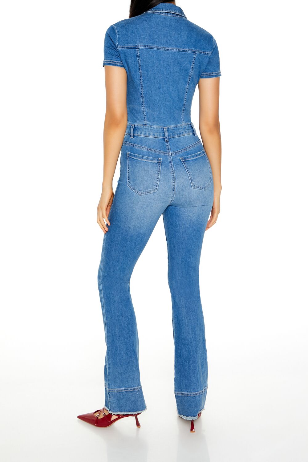 Flare Leg Denim Jumpsuit