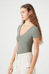 Cotton-Blend V-Neck Bodysuit