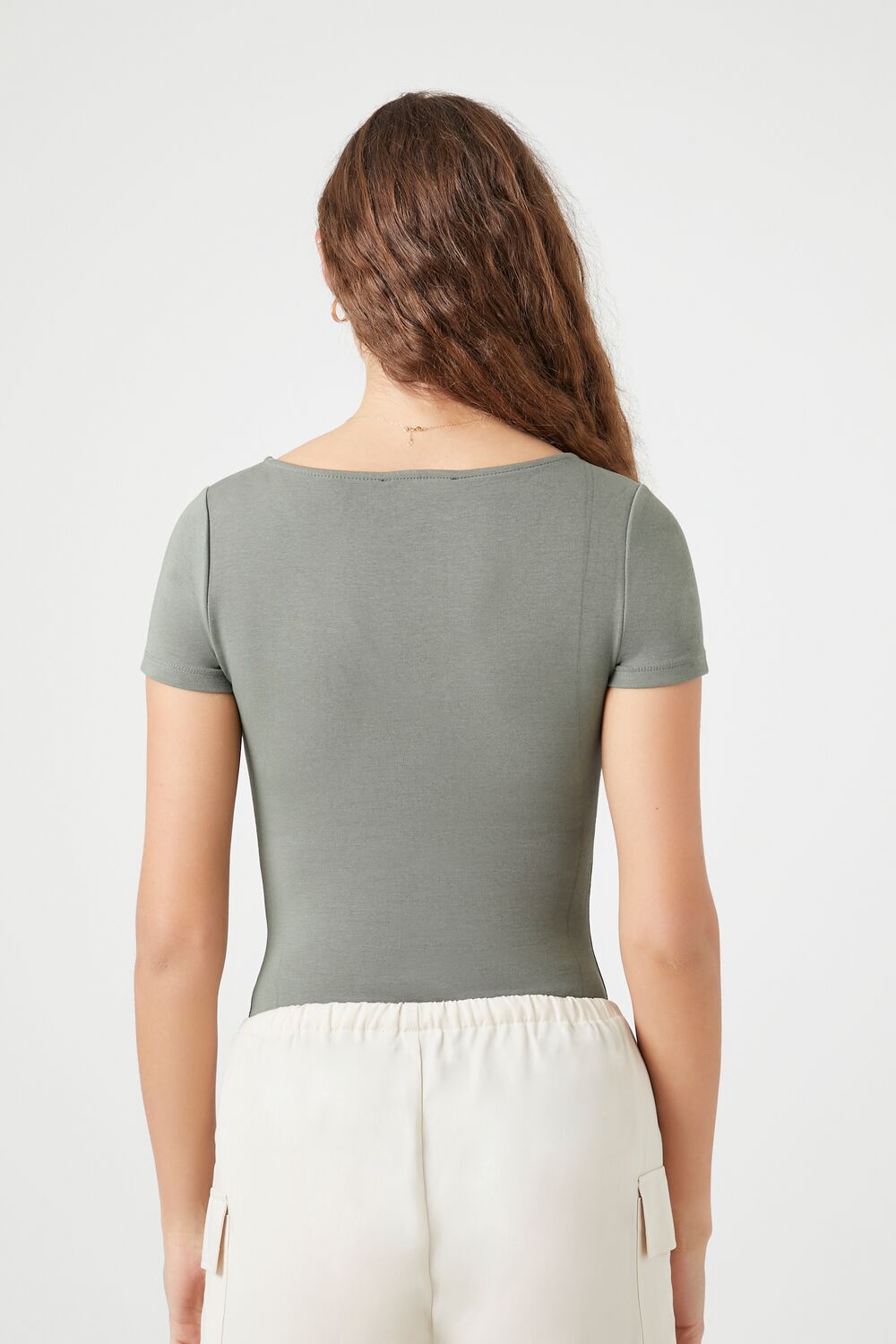 Cotton-Blend V-Neck Bodysuit
