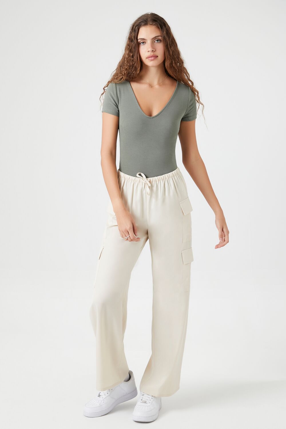 Cotton-Blend V-Neck Bodysuit