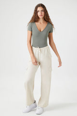 Cotton-Blend V-Neck Bodysuit