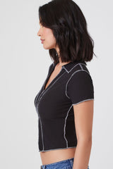 Ribbed Knit Seam Crop Top