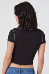 Ribbed Knit Seam Crop Top