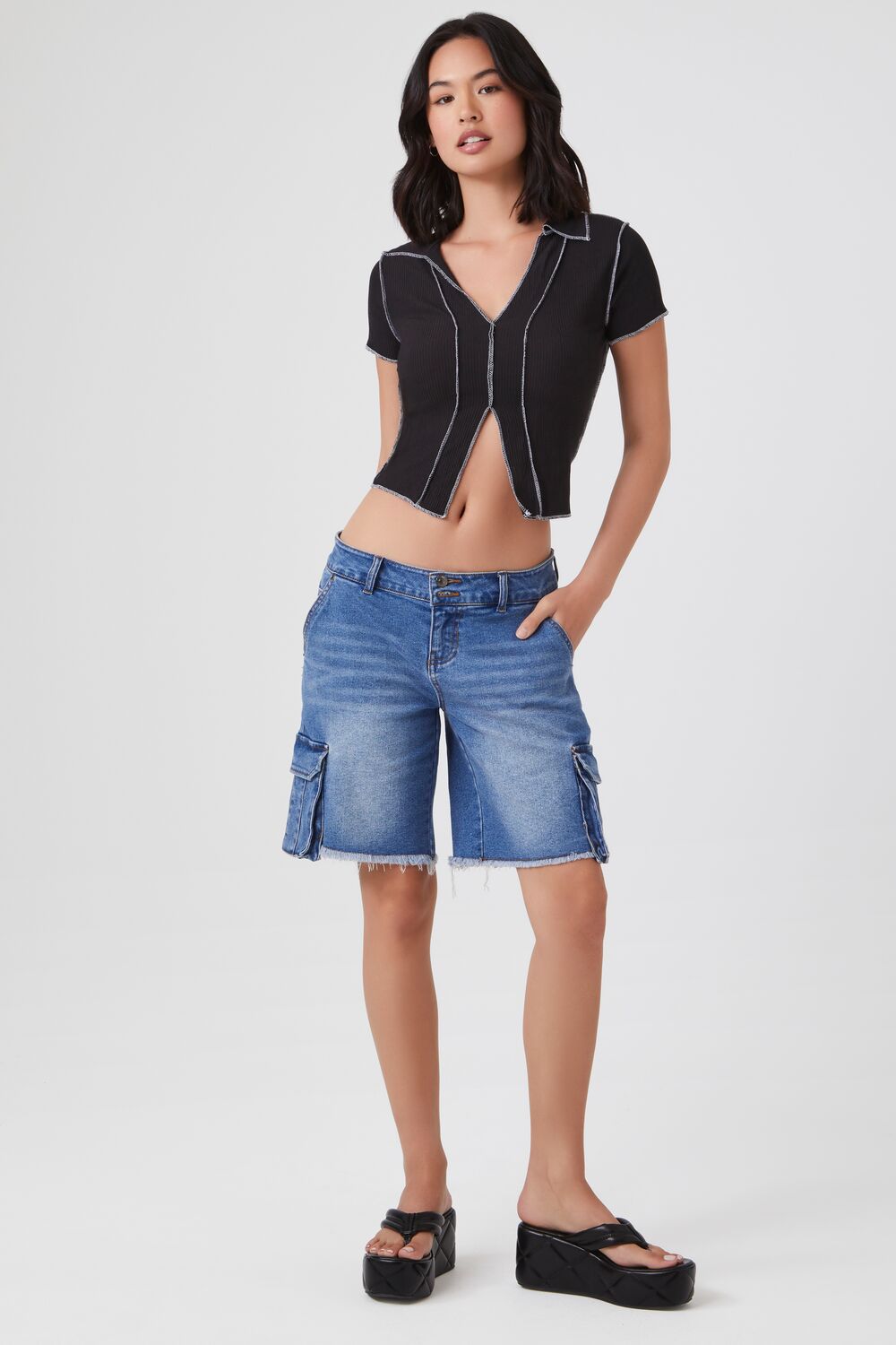 Ribbed Knit Seam Crop Top