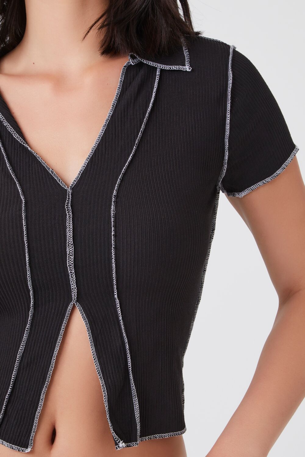Ribbed Knit Seam Crop Top