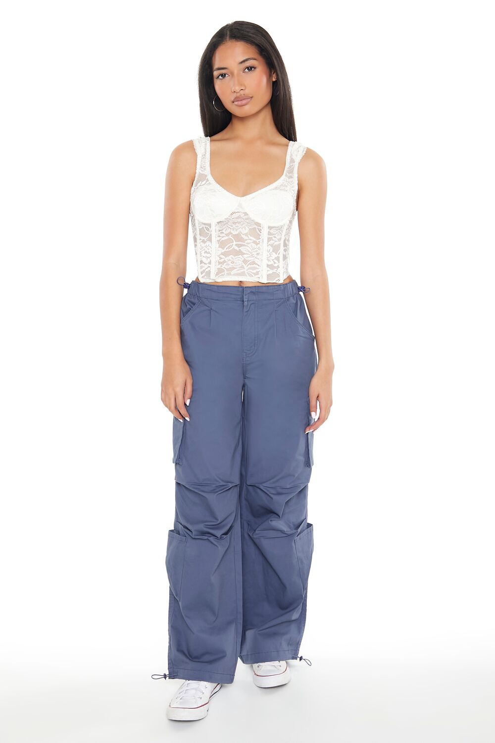 Wide-Leg Cargo Parachute Pants