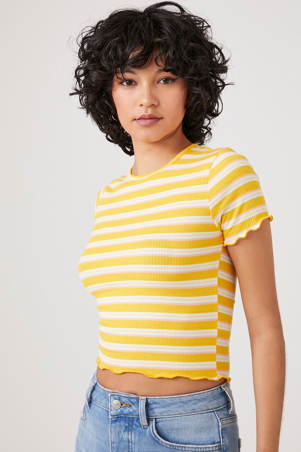 Striped Lettuce-Edge Tee