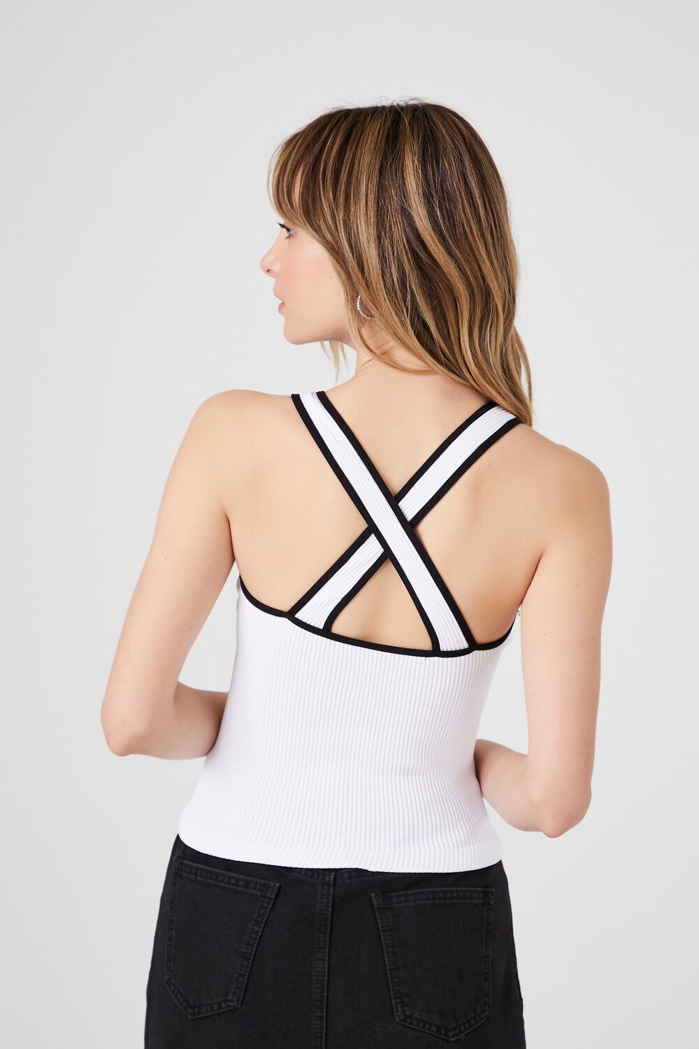 Ribbed Knit Crisscross Top