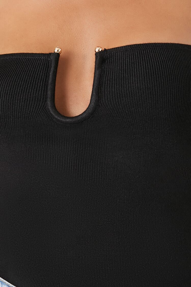 Cropped Sweater-Knit Tube Top