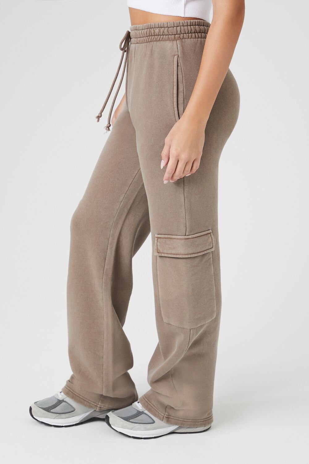 Fleece Drawstring Wide-Leg Pants