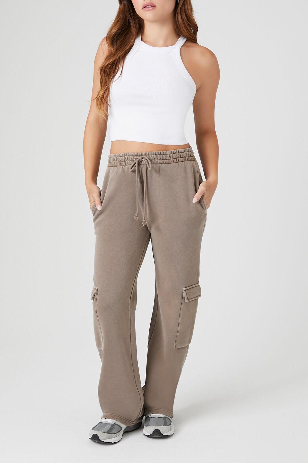 Fleece Drawstring Wide-Leg Pants