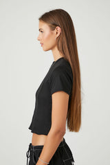 Seamed Lettuce-Edge Cropped Tee