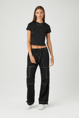 Seamed Lettuce-Edge Cropped Tee