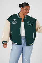 Plus Size Varsity Letterman Bomber Jacket