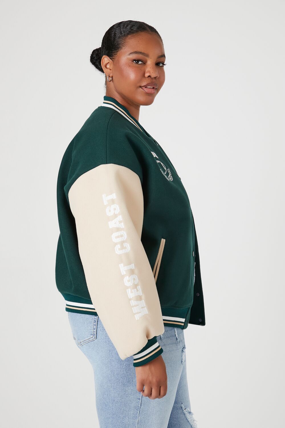 Plus Size Varsity Letterman Bomber Jacket