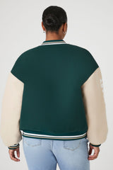 Plus Size Varsity Letterman Bomber Jacket