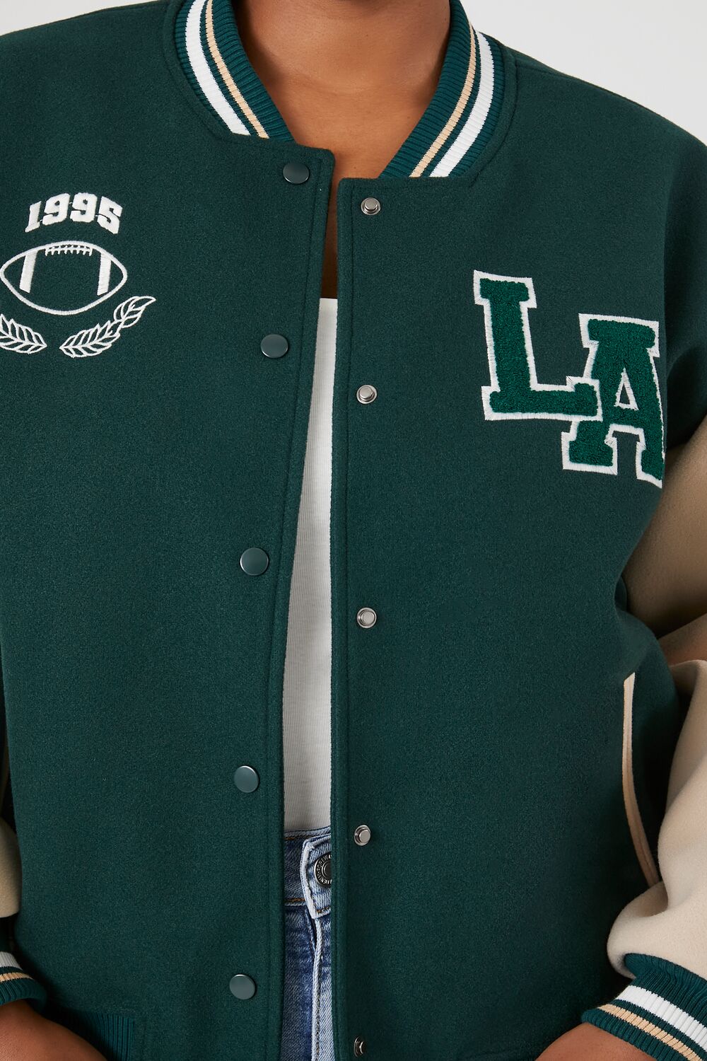 Plus Size Varsity Letterman Bomber Jacket