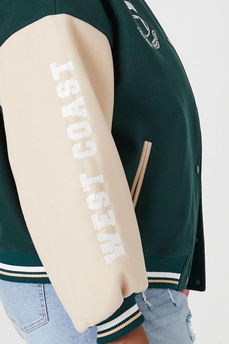 Plus Size Varsity Letterman Bomber Jacket