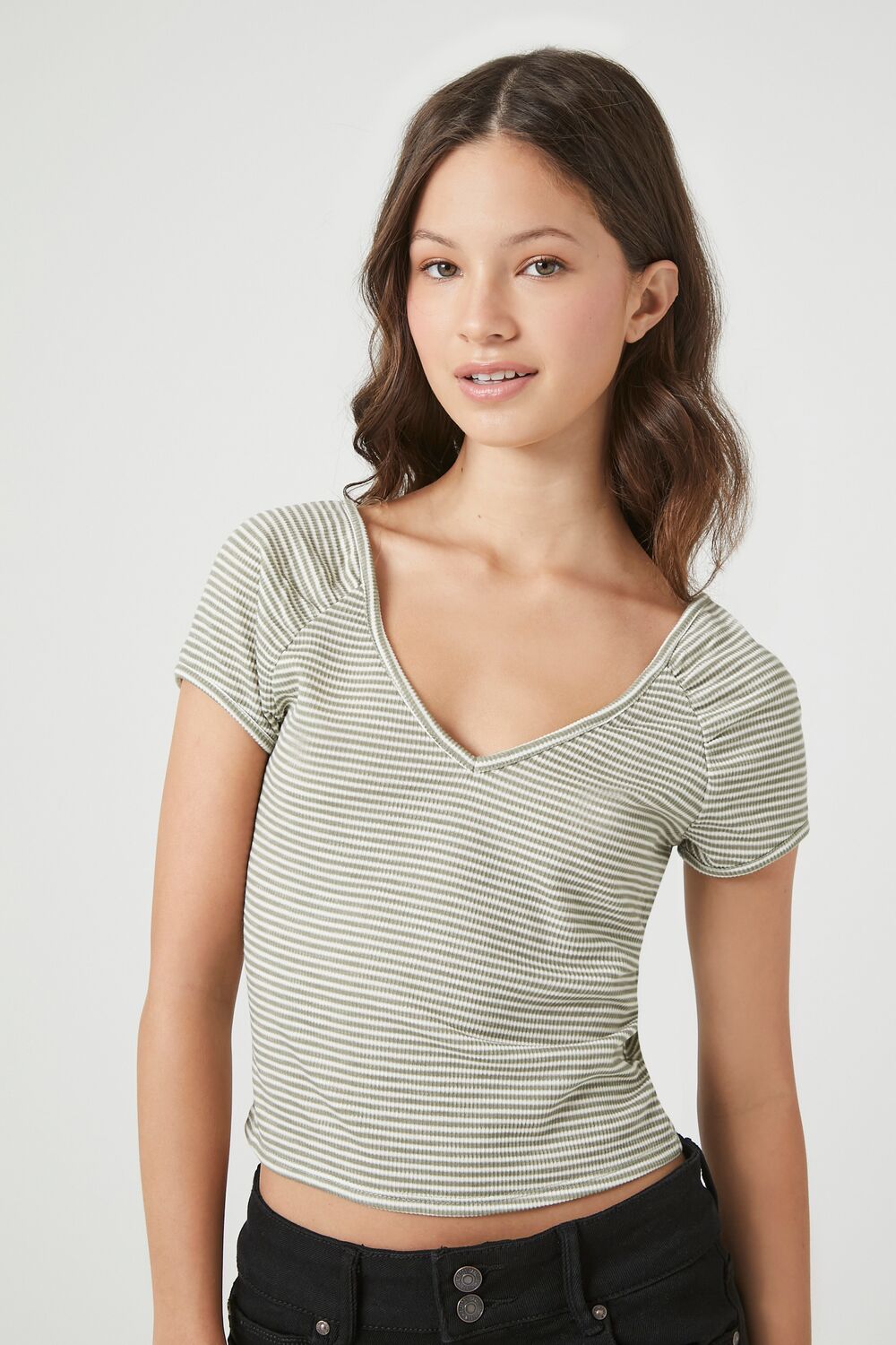Striped Rib-Knit Tee