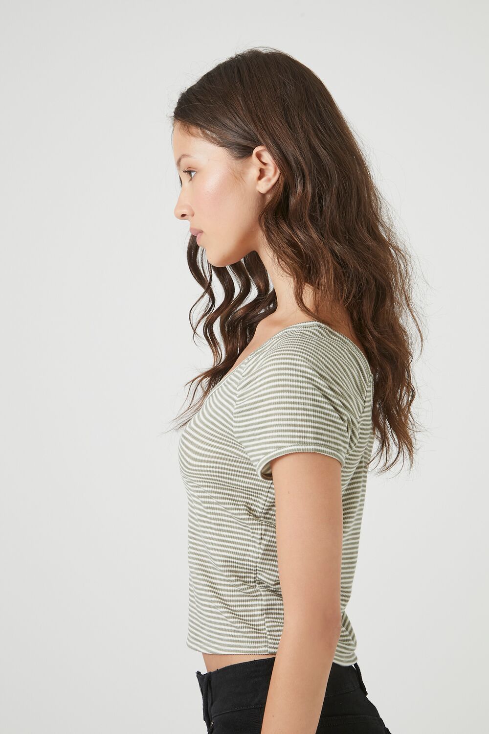 Striped Rib-Knit Tee