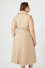 Plus Size Sleeveless Trench Coat