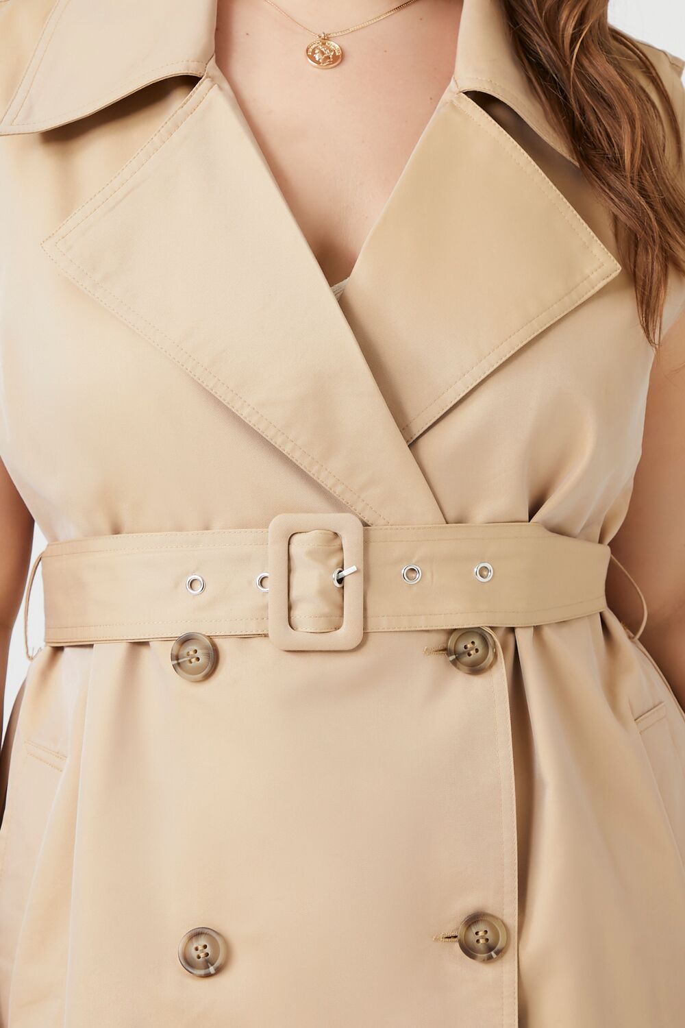 Plus Size Sleeveless Trench Coat