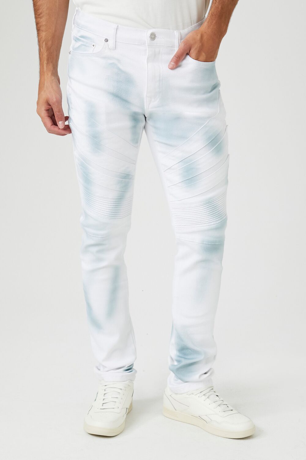 Cloud Wash Moto Skinny Jeans
