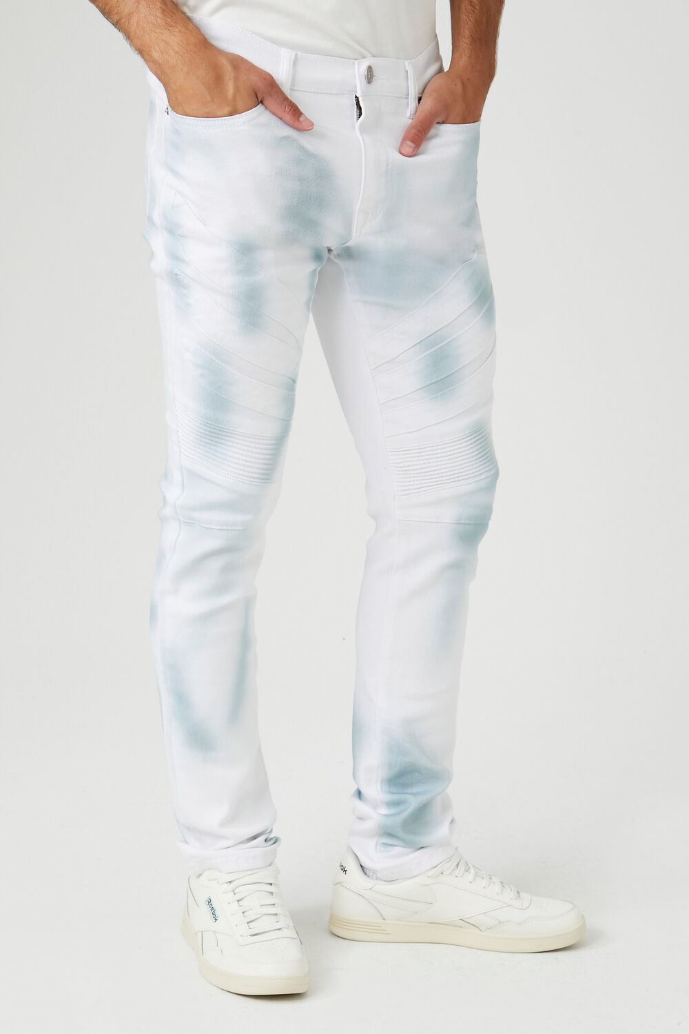 Cloud Wash Moto Skinny Jeans