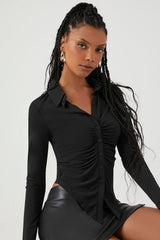 Ruched Long-Sleeve Shirt