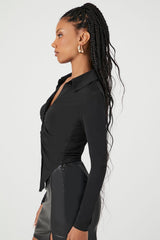 Ruched Long-Sleeve Shirt