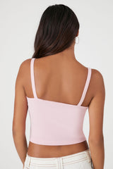 Ribbed Half-Button Cropped Cami