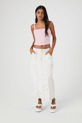 Ribbed Half-Button Cropped Cami