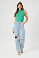 Ribbed Knit Mock-Neck Bodysuit