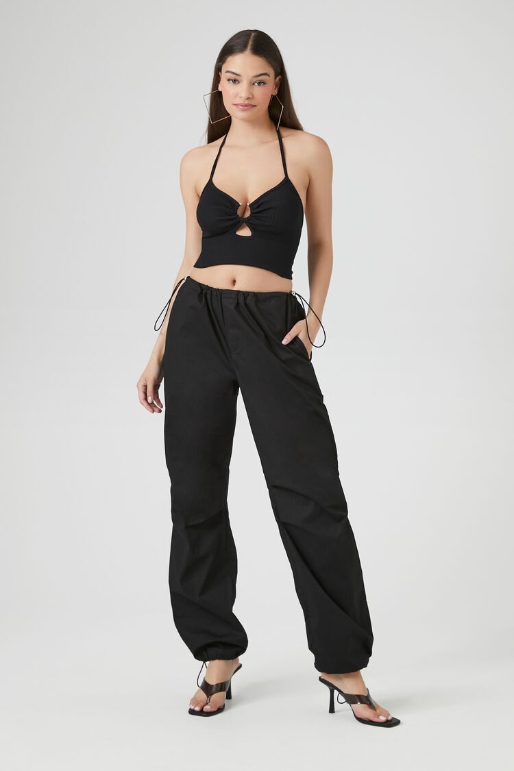 Rib-Knit Cutout Halter Cami