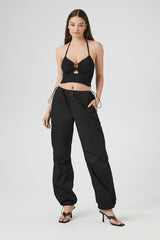 Rib-Knit Cutout Halter Cami
