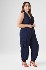 Plus Size Plunging Halter Jumpsuit