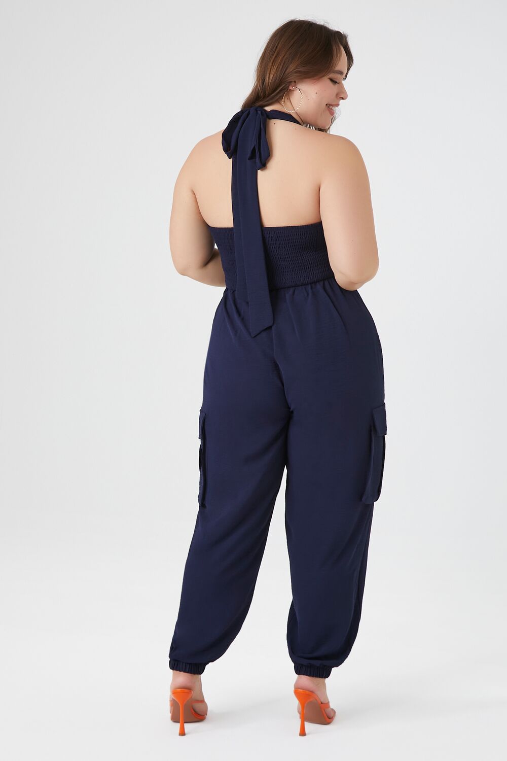 Plus Size Plunging Halter Jumpsuit