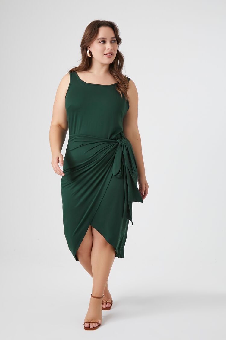 Plus Size Wrap Tulip Midi Dress