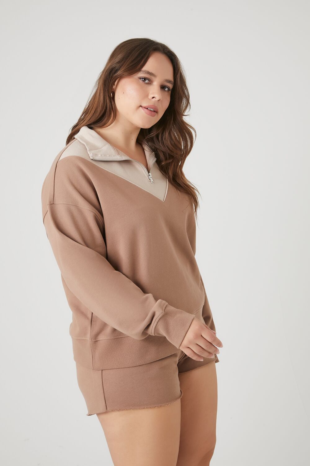 Plus Size Colorblock Half-Zip Pullover