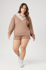 Plus Size Colorblock Half-Zip Pullover