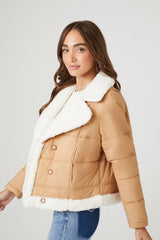 Faux Shearling Quilted Bomber Jacket