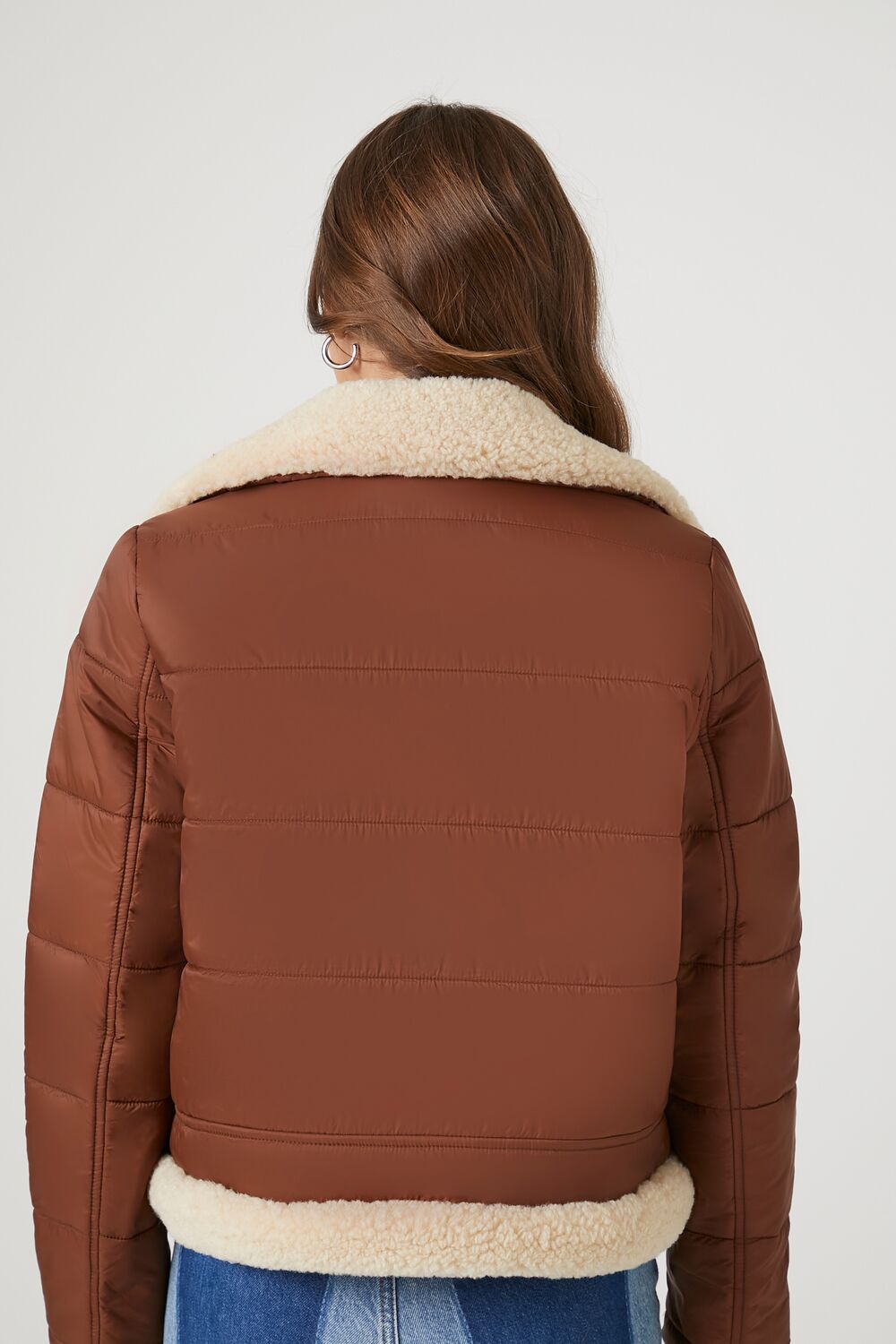 Faux Shearling Quilted Bomber Jacket