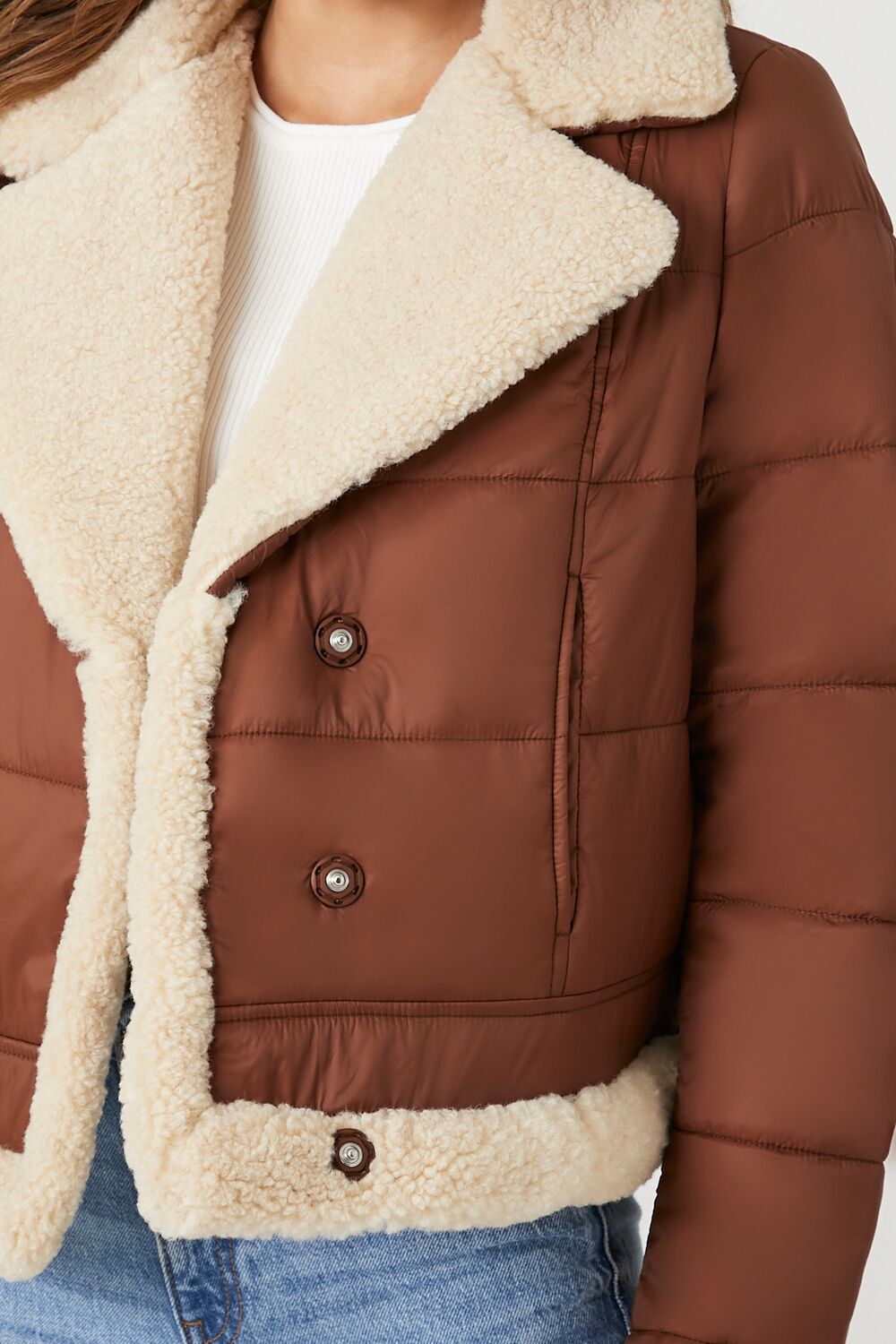 Faux Shearling Quilted Bomber Jacket